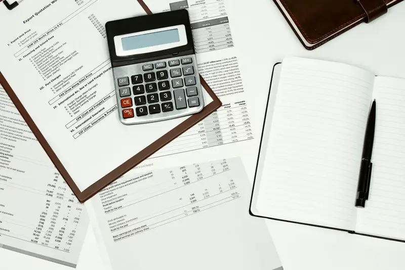 Financial documents with a calculator